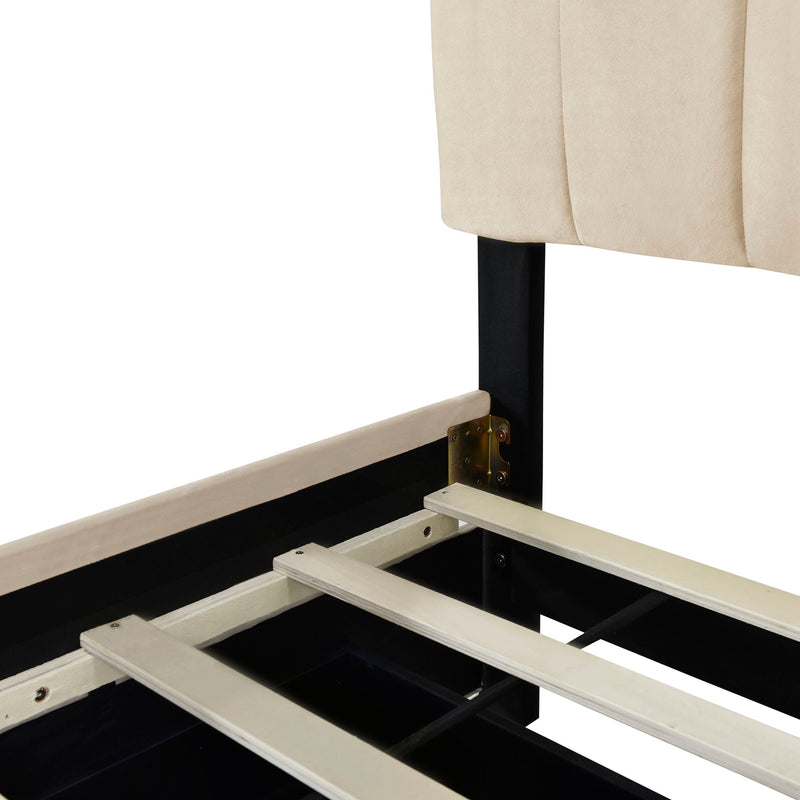 Platform UpholsteredBed With 2 Drawers And Twin Long Trundle