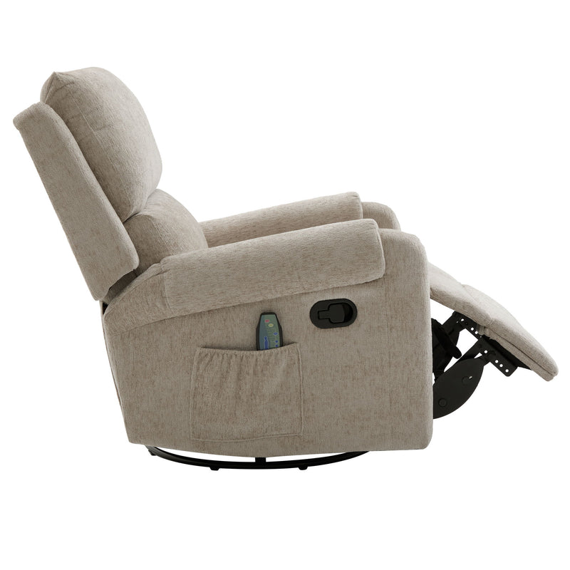 Manual Recliner Massage Chair With Swivel Rocker, 8 Massage Modes, Side Storage Pocket