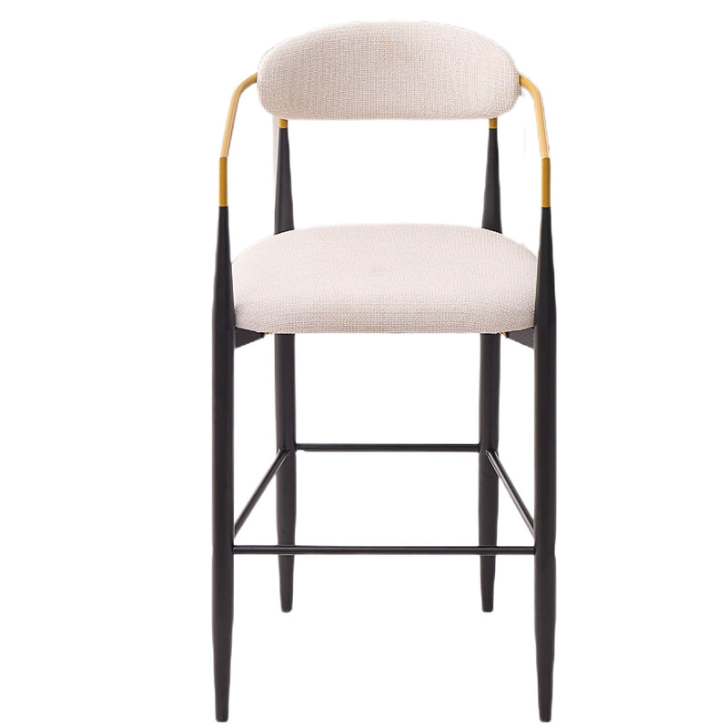 Upholstered Bar Stool With Ergonomic Design (Set of 2)