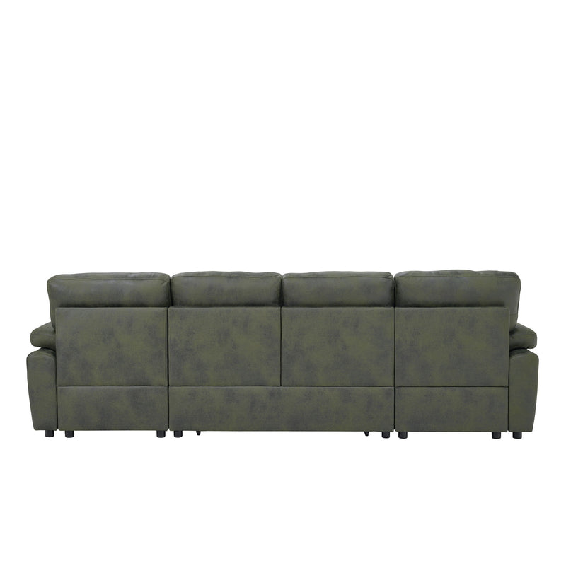 Convertible Sectional Sofa Bed With Pull Out Sleeper And Storage