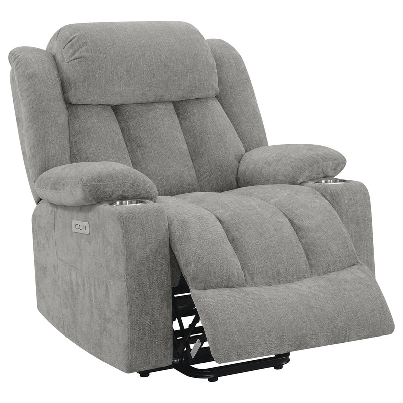 Beca - Upholstered Power Lift Recliner With Cupholders And USB Charging