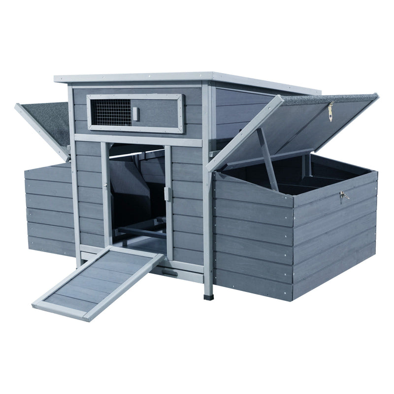 Chicken Coop, Large Outdoor Hen House With Run And Nesting Box Poultry Cage, Rabbit Hutch - Grayish Purple
