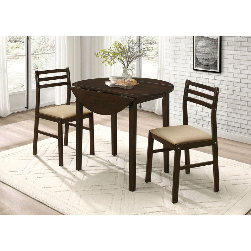 3 Piece Dining Set With Drop Leaf Table And Upholstered Chairs