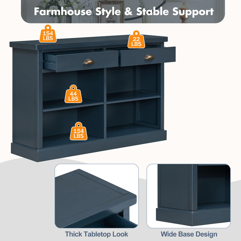 Console Table With 2 Drawers And Open Shelves
