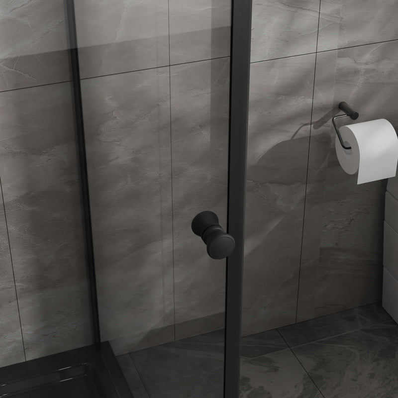 Corner Shower Enclosure, Frameless Pivot Door - Black