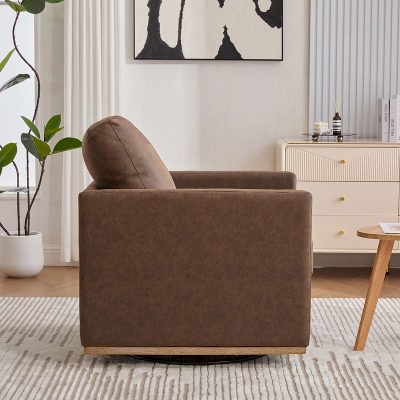 Modern Upholstered Square Swivel Accent Chair With 360 Degree Rotation