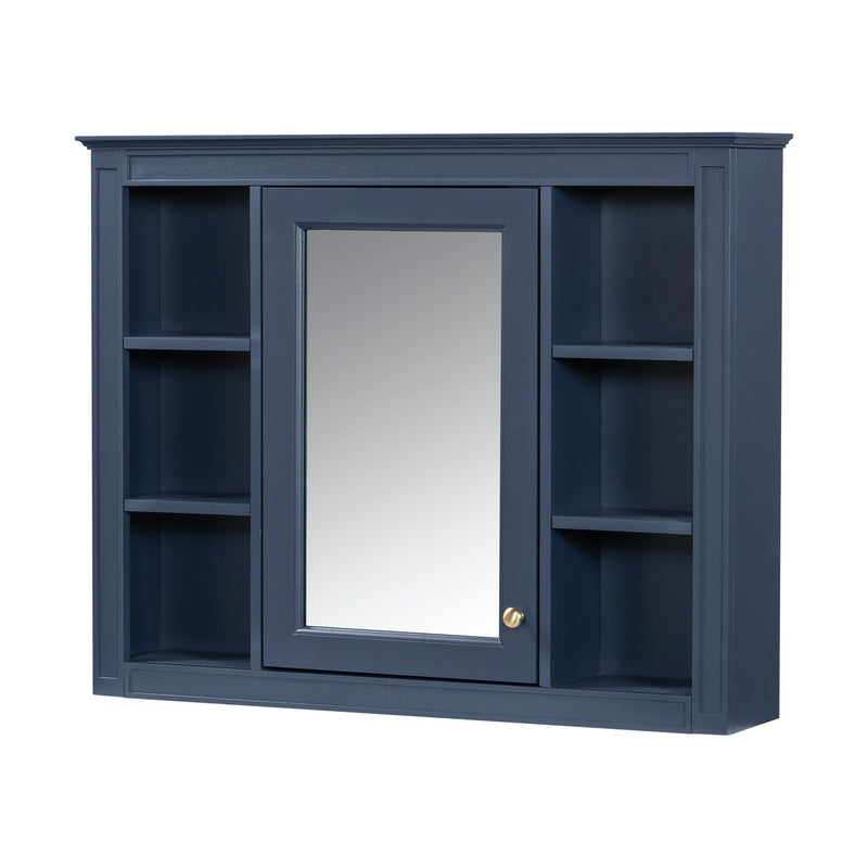 Wall Mounted Medicine Cabinet With Mirror, Storage Cabinet Featuring 6 Open Shelves And Adjustable Interior
