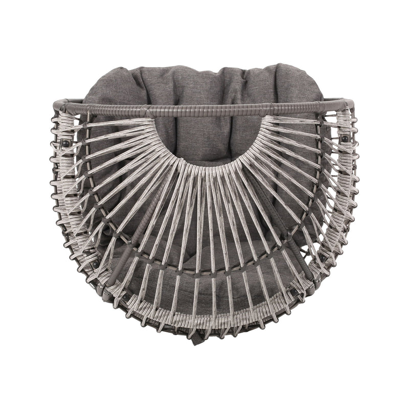 Patio Swivel Basket Egg Chair With Cushion