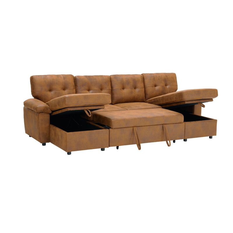 Convertible Sectional Sofa Bed With Pull Out Sleeper And Storage