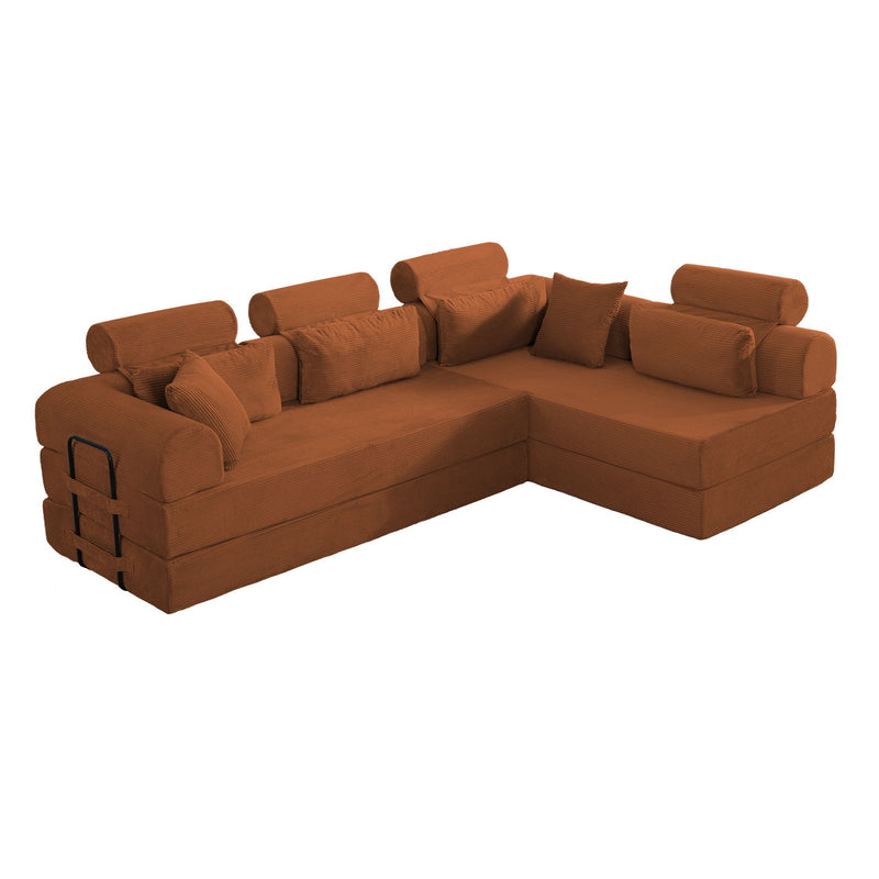 Modern L-Shape Modular Sectional Sofa, Compressed Design