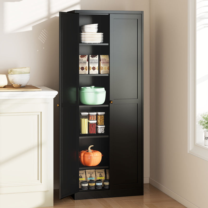 Kitchen Pantry Cabinet With 4 Adjustable Shelves, Heavy Duty Freestanding Organizer