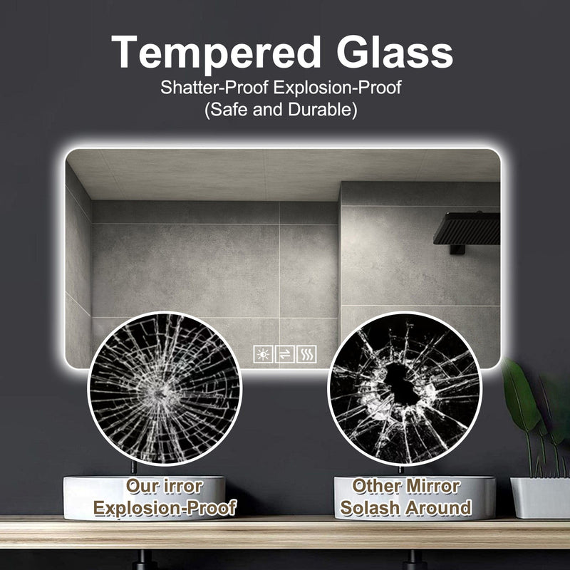 LED Bathroom Mirror With 3 Color Dimmable Backlight