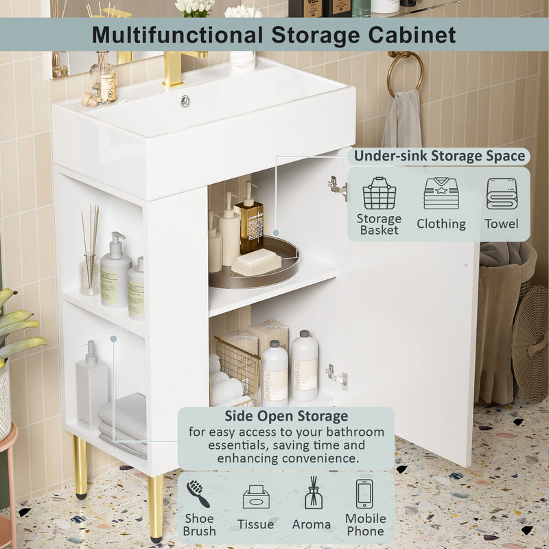 Bathroom Vanity, Combo Cabinet, Bathroom Storage Cabinet, Single Ceramic Sink