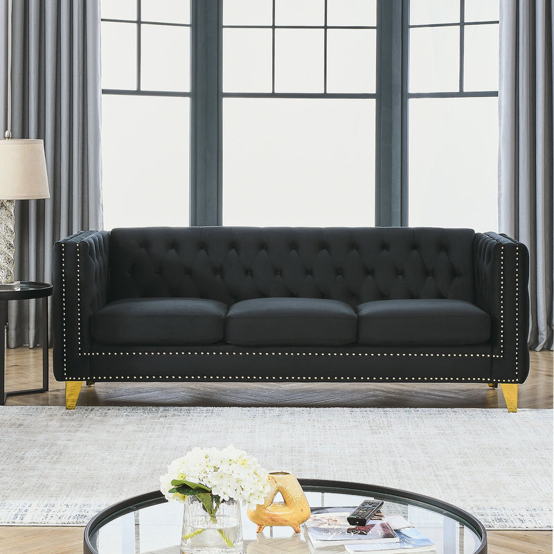 Modern Sofa With Button Tufting, Upholstered Couch For Living Room