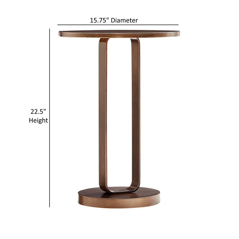 Tareel - Round Accent Table With Open Oval Pedestal - Antique Bronze