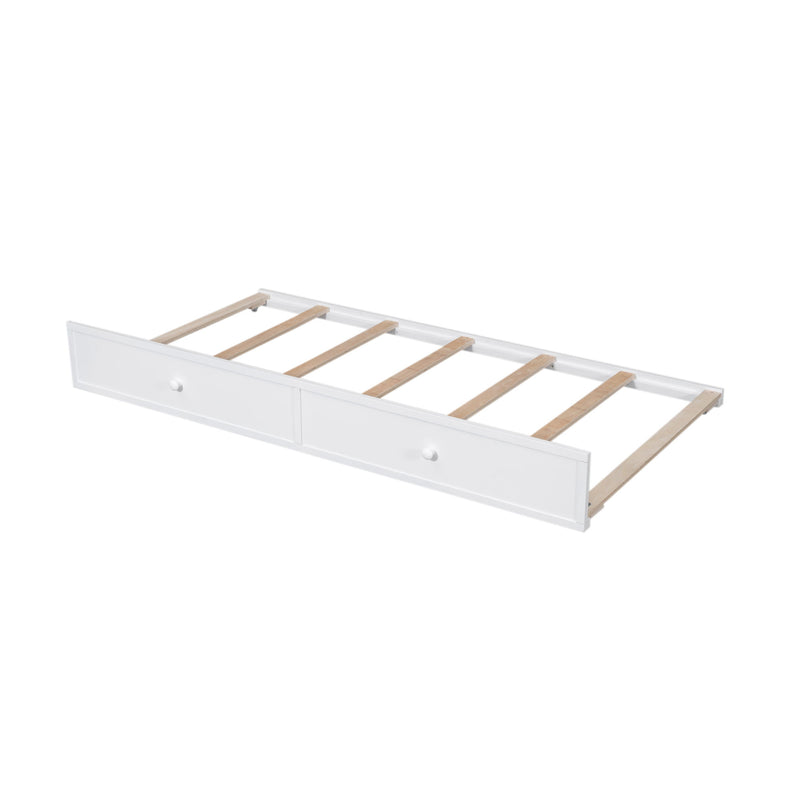 Bunk Bed With Twin Size Trundle, Storage And Guard Rail For Bedroom