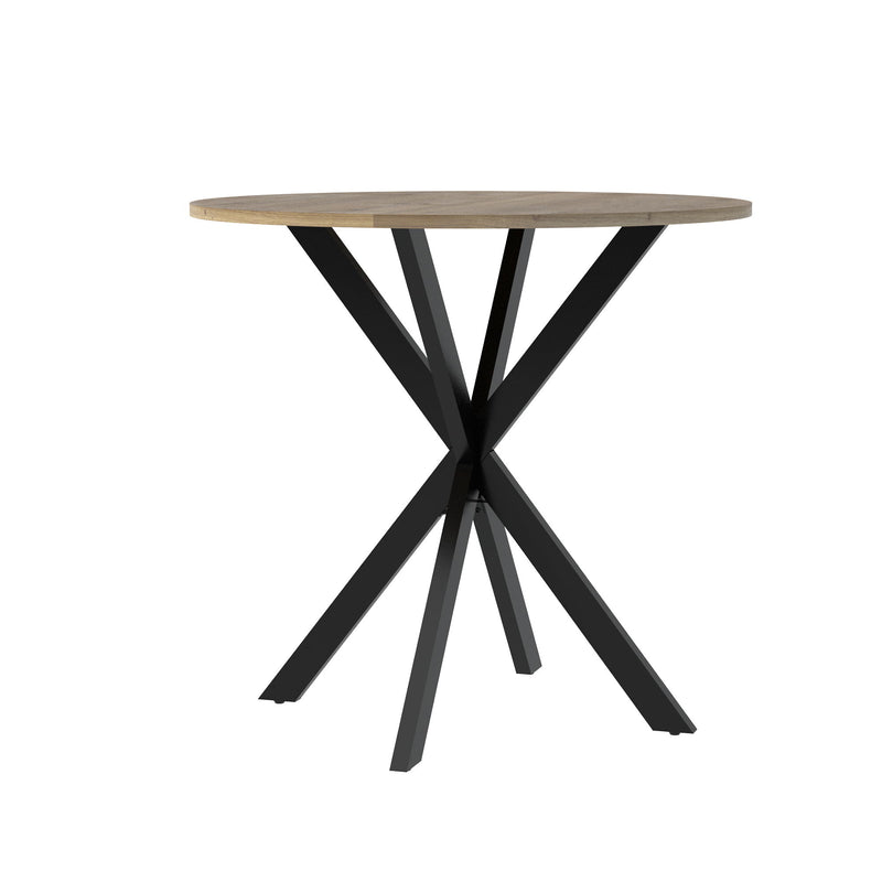 Round Dining Table For 2 - 4 People, Compact Kitchen Or Dining Room - Rustic Brown