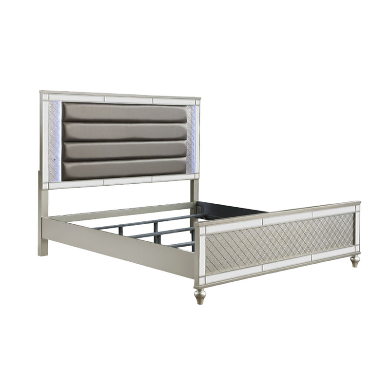 Modern Panel Bed Wit Tufted Design And Integrated LED Lighting