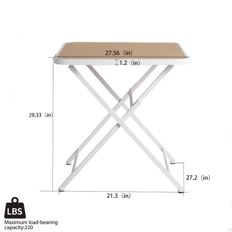 Modern Folding Square Table, Water Proof And Wear Resistant - Apricot / White