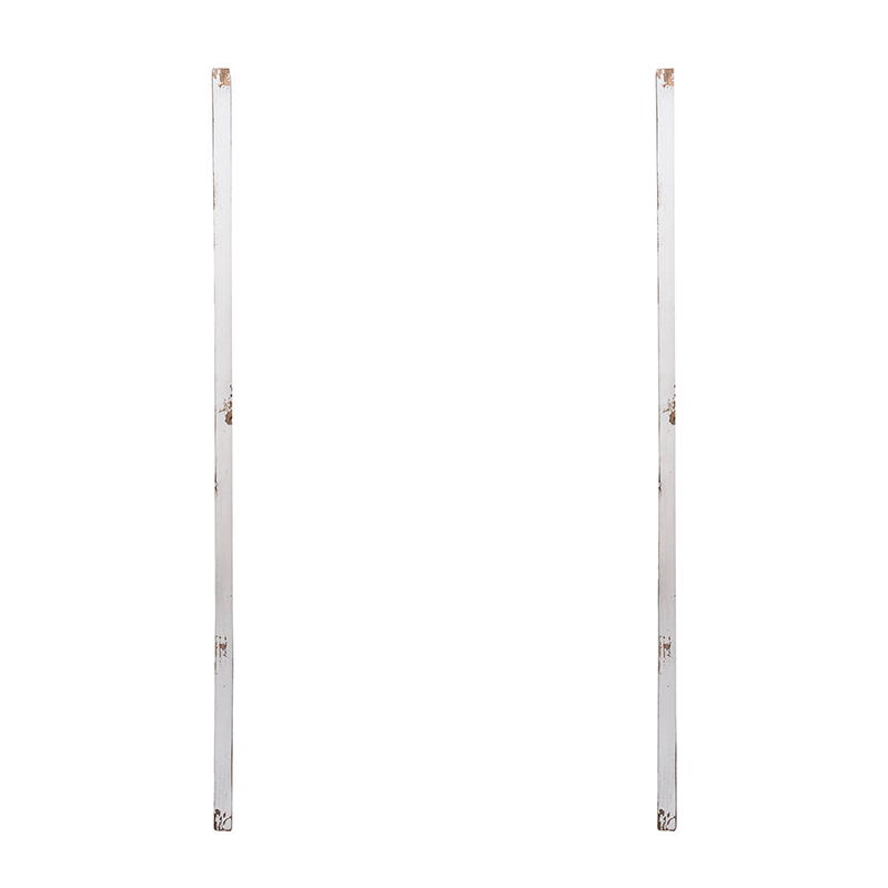 Large Wooden Wall Art Panels With Distressed Round Mirror Accents (Set of 2) - White