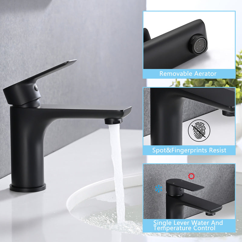 Modern Bathroom Sink Faucet Single Handle Brass Countertop Mount