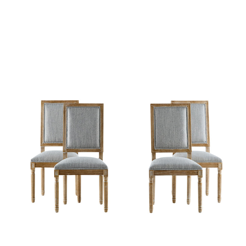 French Country Style Dining Chair With Upholstered Seating And Fluted Legs