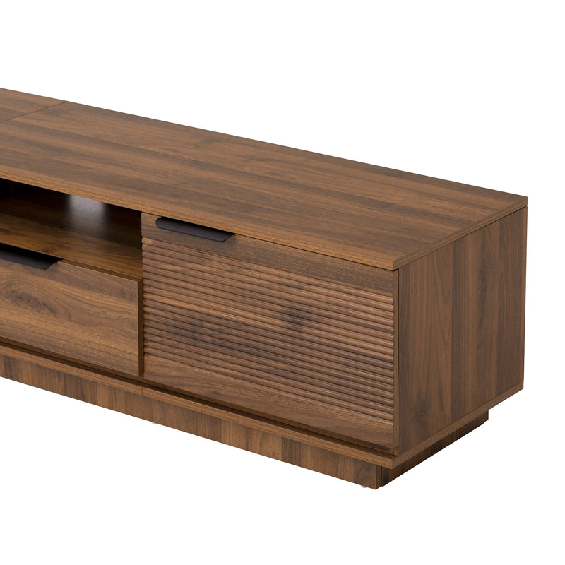 TV Stand, Entertainment Center With Deep Drawers, Cable Management & Soft Closing Hinges