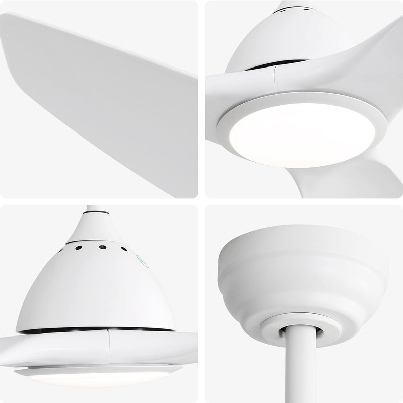 Ceiling Fan With Remote Control And LED Light, Blades, Reversible DC Motor For Indoor / Outdoor Use - White