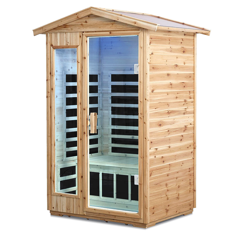 2 Person Far Infrared Old Fir Outdoor Sauna Room - Natural