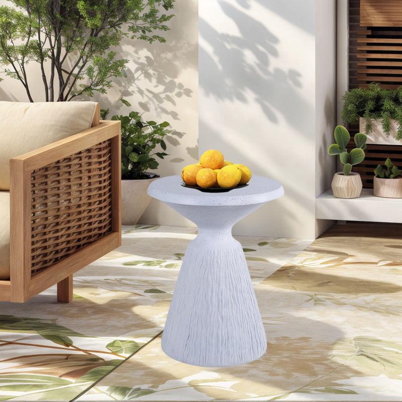 Outdoor End Table, Round Garden Stool - Aqua Gray