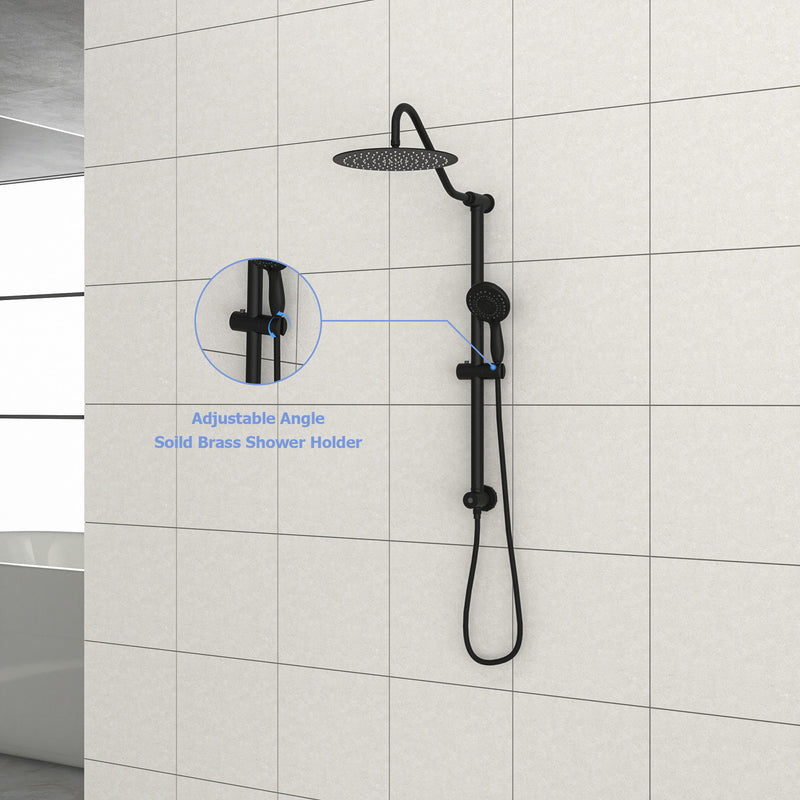 Shower System With 5 Function Rain Hand Shower And Slide Bar Combo