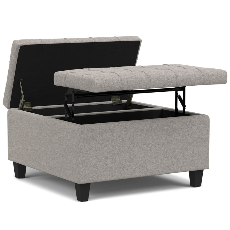 Harrison - Multifunctional Small Square Coffee Table Storage Ottoman - Gray