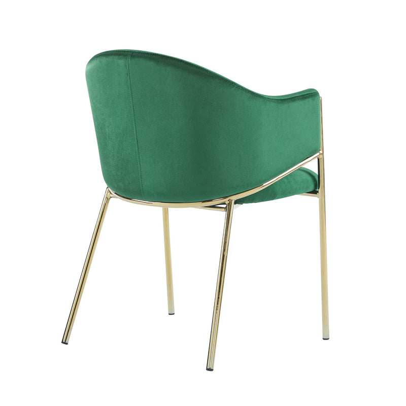 Modern Upholstered Dining Chair With Gold Metal Frame - Emerald / Gold