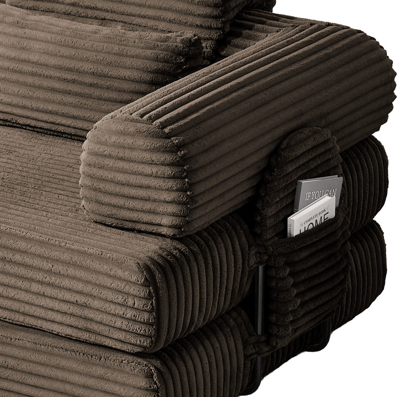 Convertible Sleeper Sofa With & Side Storage Pocket, Foldable Upholstered Couch For Living Room