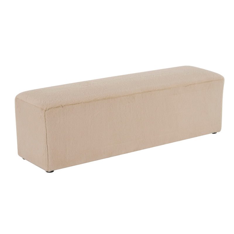 Long Plush Ottoman, Simple Footstool And Seat For Home Use - Almond