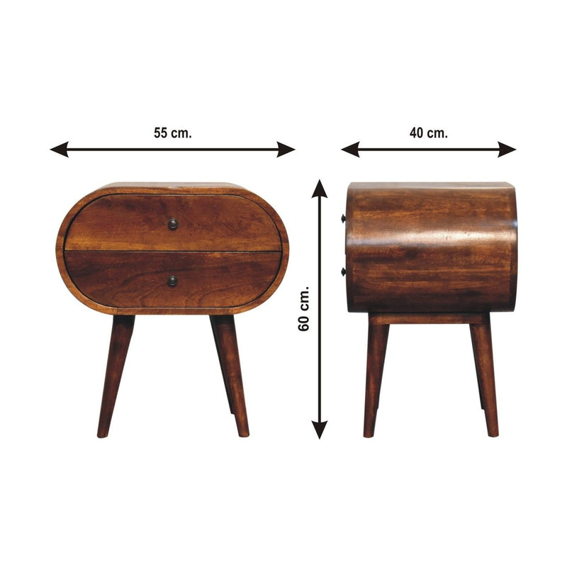 Large Chestnut Circular Bedside