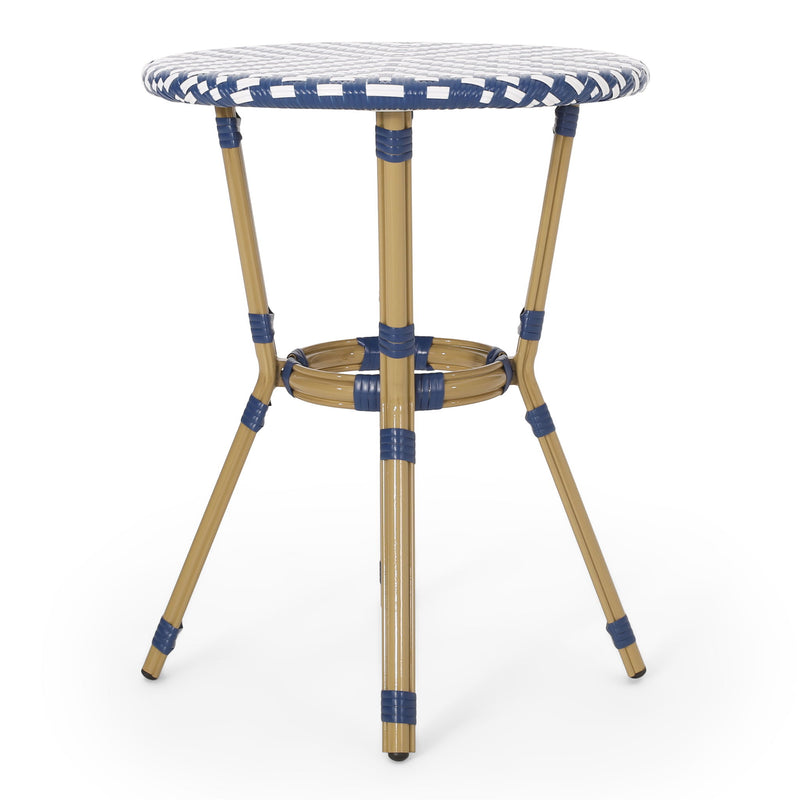 French Bistro Table Outdoor Elegance - White / Blue