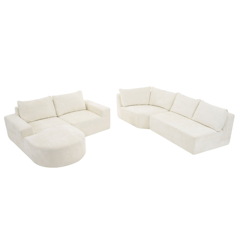 U-Shaped Oversized Modular Cloud Sectional Sofa With Deep Seat For Living Room