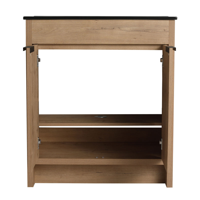 30" Freestanding Bathroom Cabinet With Basin & 2 Soft Close Doors - Imitative Oak