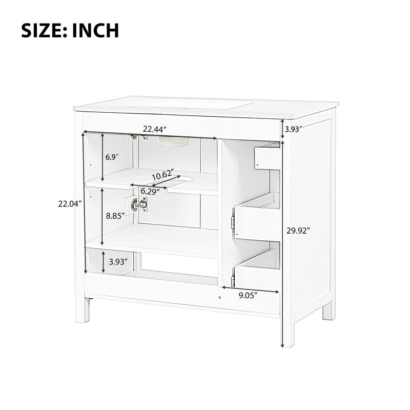 Bathroom Vanity With Sink Top, Bathroom Vanity Cabinet With 2 Doors And 2 Drawers, Open Shelf