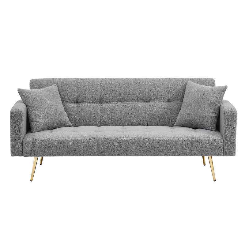 Teddy Fleece Sofa Bed With Luxurious Throw Pillows
