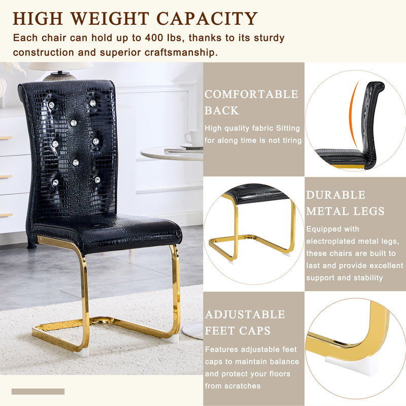 Elegant Design Alligator Skin Upholstered Dining Chairs