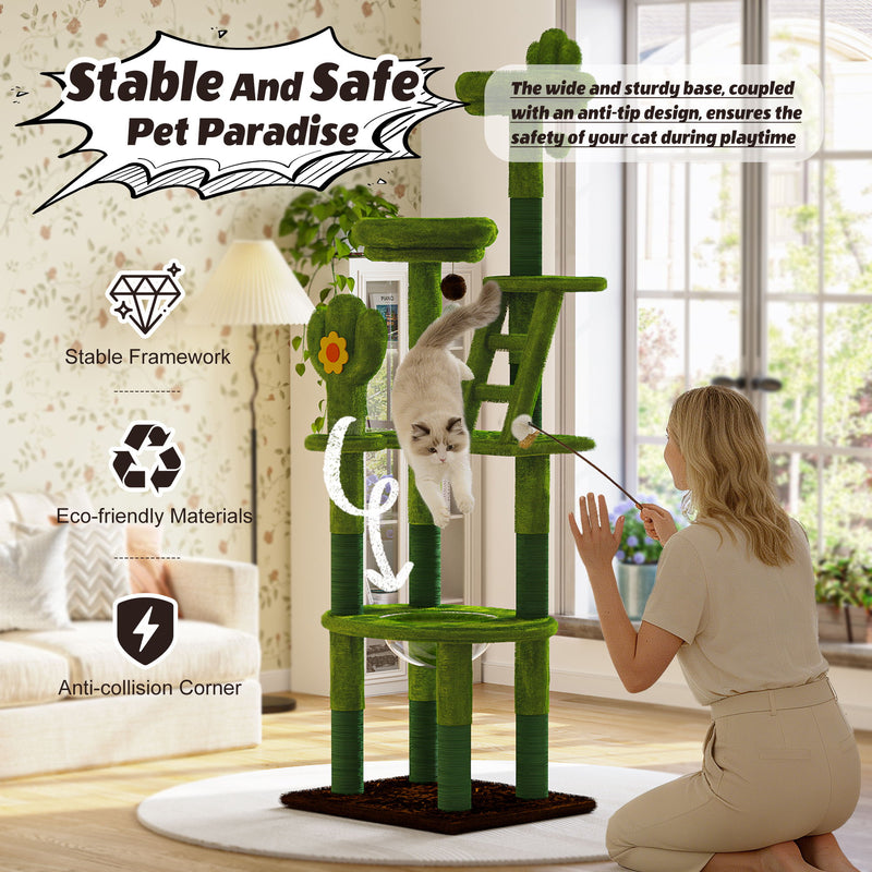 Cactus Cat Tree With Transparent Capsule