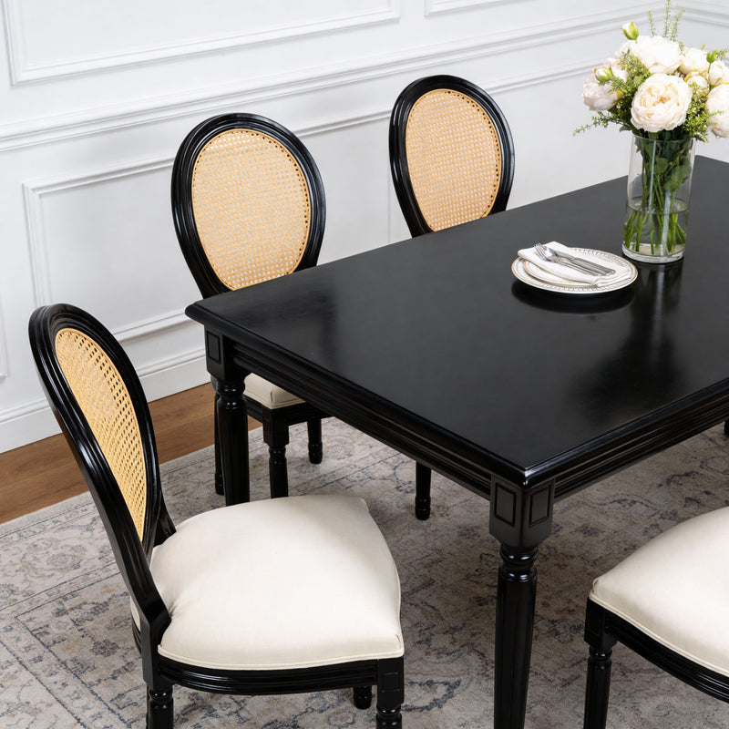 Dining Chairs, Upholstered With Round Back (Set of 2) - Black