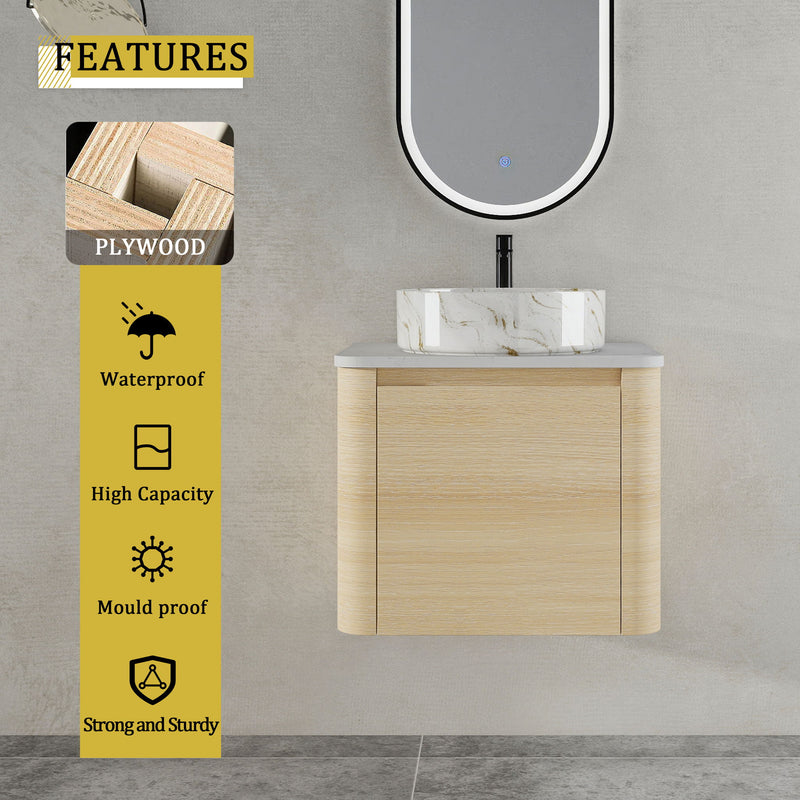 Mounted Bathroom Vanity & Art Sink, Soft Close Door