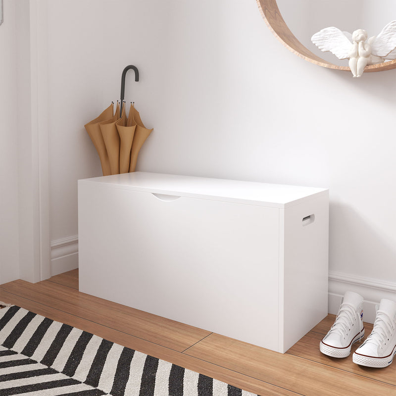 Toy Storage Organizer With Rolling Drawer, Chest With Wheels, Large Pull Out Bin For Nursery - White