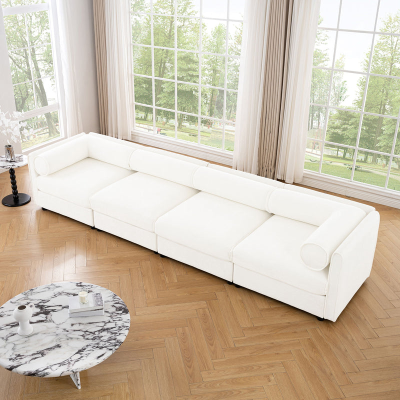Stylish Sofa With Storage Seat And Cylindrical Backrest