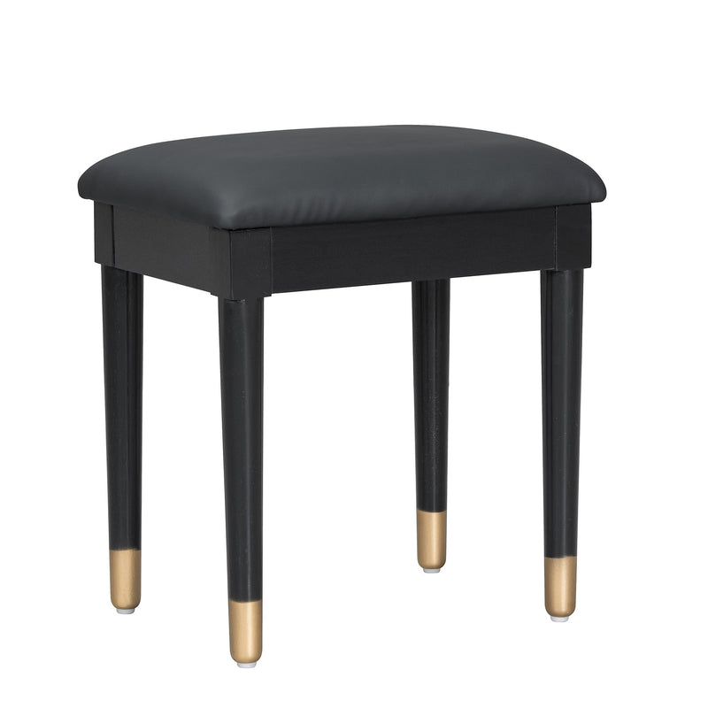 Modern Makeup Vanity Desk With Drawers Cabinet & Charging Port Engineered Wood Space Saving Design For Small Places - Black