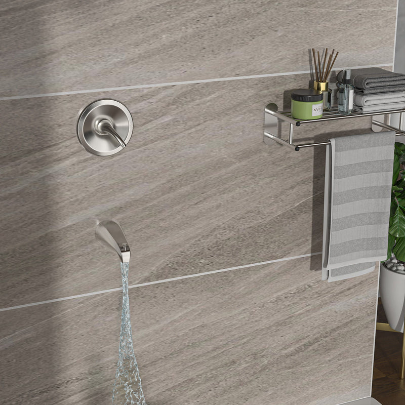10" Round Rain Shower Head System With Waterfall Tub Spout, Wall Mounted, Stainless Steel