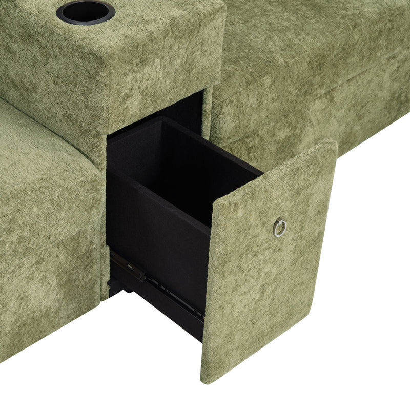Modular 5 Seat U-Shape Sectional Sofa With Chaise Lounge, Built In Cup Holders And Storage Drawer